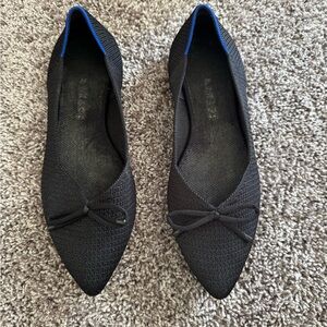 Rothy's Black Flats with Blue Accents